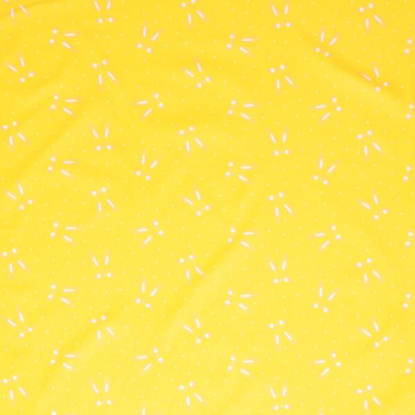 Bauwoll Druck Hasengesichter auf Gelb von Happy Easter by Swafing 